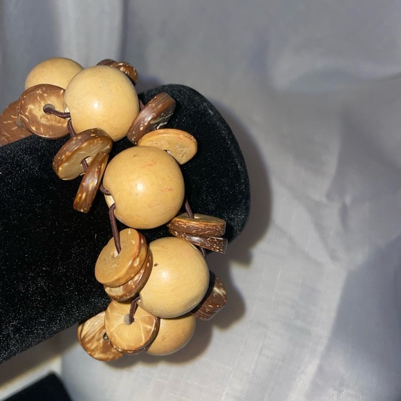 Handcrafted Wooden Beaded Cuff Bracelet - Picture 4 of 4